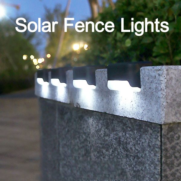 Luzes solares de led de LEDs led luminárias de etapas lâmpadas de cerca de cerca de cerca de pós -lâmpada para vias externas pátio escada do pátio Luz e cerca
