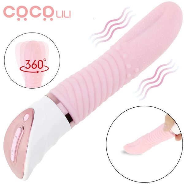 Vibratori Massaggiatore per lingua grande 2 in 1 Stimolatore per clitoride orale Dildo Giocattoli per sesso vaginale per donne Flirtare femminile Sexo 230307