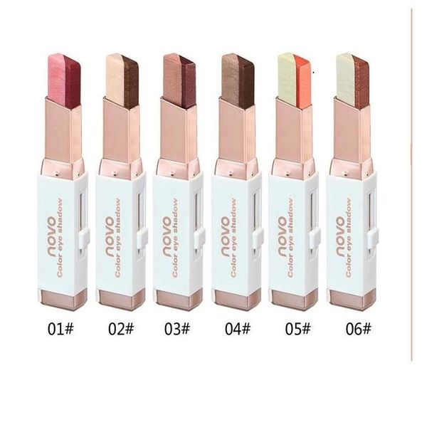 Ombretto Novo Doppio colore Stereo Gradient Veet Ombretto Stick Shimmer Earth Cream Pen Sombra Set di cosmetici per trucco Eye Drop Deliv Dhy7B