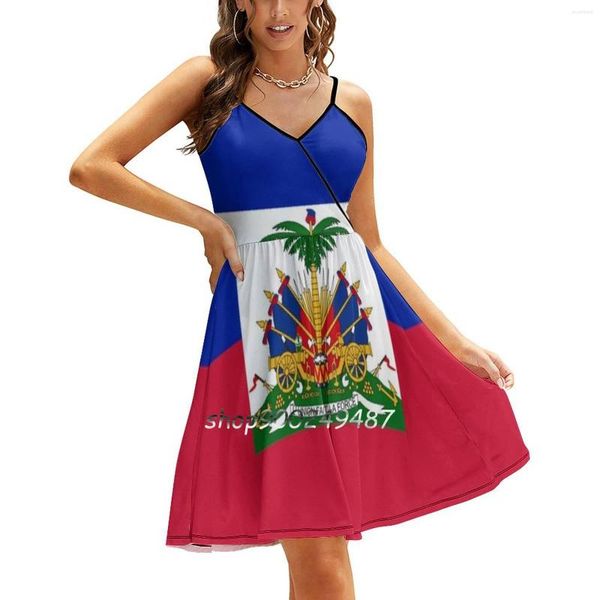 Abiti casual Haiti Sling Dress Summer Sexy A Line Fashion Female Flag Haitian Of Nord