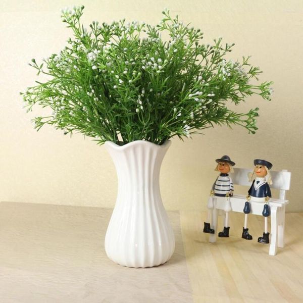 Flores decorativas 6pcs Artemisia Argyi Branch Greenery para Plant Wall Background Wedding Party Home Al Office Bar