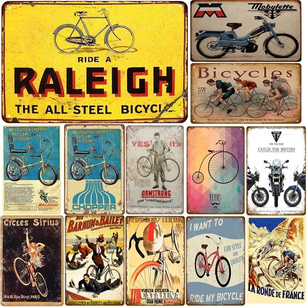 Retro Bicycle Metal Tin Sign Decoração de ciclismo vintage France Metal Plate Sinais