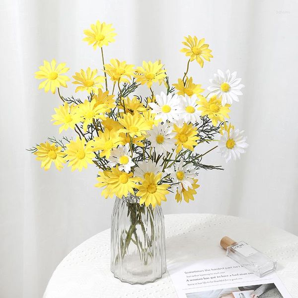 Dekorative Blumen, 50 cm, Seide, künstlicher Blumenstrauß, 5 Köpfe und 3 Knospen, für Zuhause, Raumdekoration, Innendekoration, DIY-Kranz-Zubehör