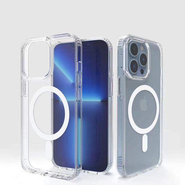 Capas de telefone magnéticas à prova de choque magnéticas transparentes de animação para iPhone 14 13 12 11 Pro Max Mini XR XS X 8 7 Plus Compatível com Magsofe Charger