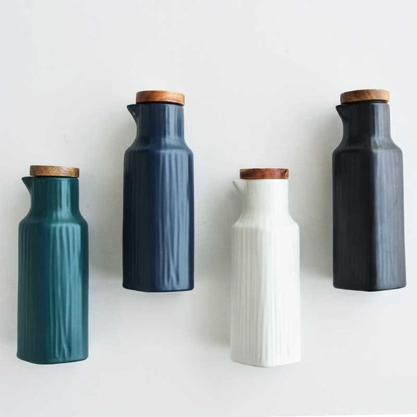 Garrafas de armazenamento frascos de vinagre de cerâmica criativo Criativo de molho de soja branca pura garrafa