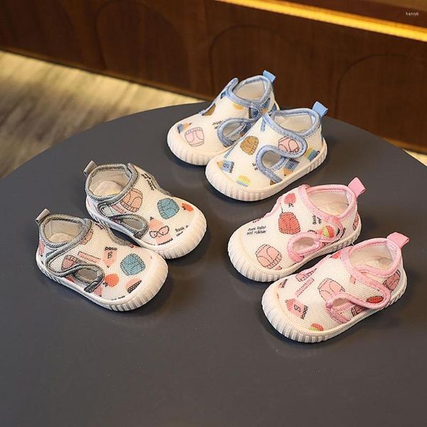 Primeiros Walkers Walkers Summer Sapatos para Crianças para Baby Taber Baby Fabric Meninas de soldagem macia meninas em casa tênis infantil respirável