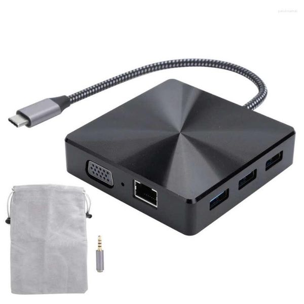 Microfones 10 no hub Adaptador portátil de metal preto para computadores Universal YSTC0160