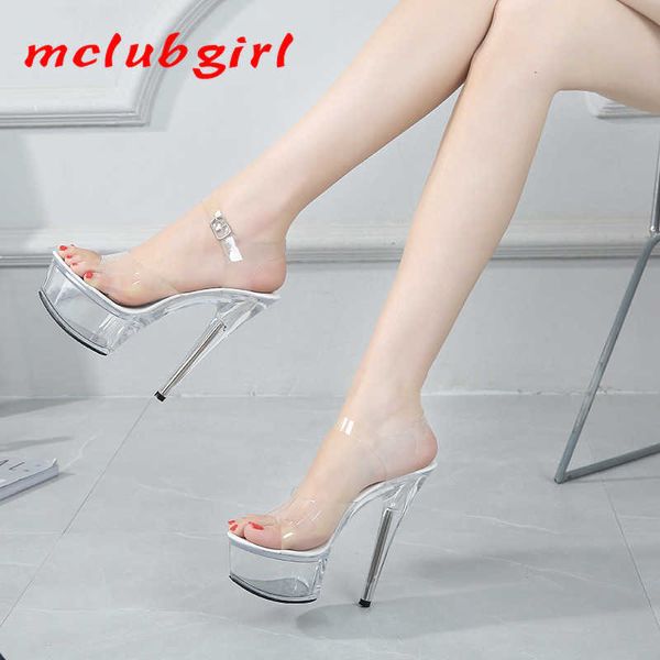 Sandálias Mclubgirl 3443 Summer Sexy Super High Heels 15 cm Sandals de plataforma à prova d'água STILETTO