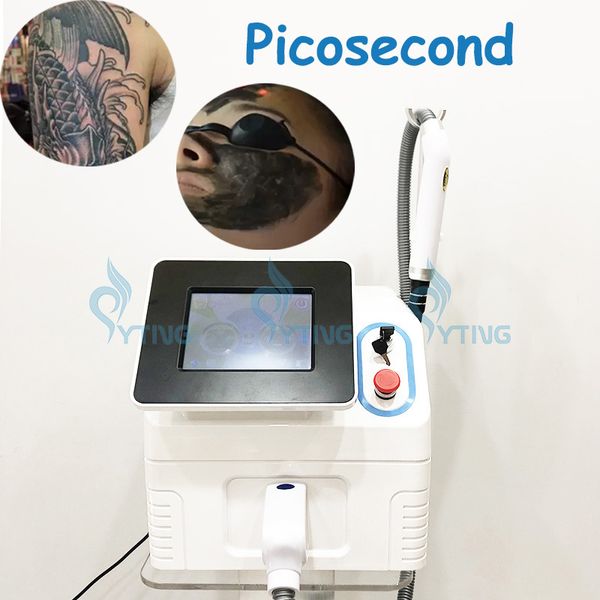 Neue tragbare Laser Beauty Nd Yag Tattooentfernungsmaschine Pico Spots Remover 755 1320 1064 532 nm Pikosekunden Q-Switched Sommersprossenentfernung Black Doll Behandlung CE-geprüft