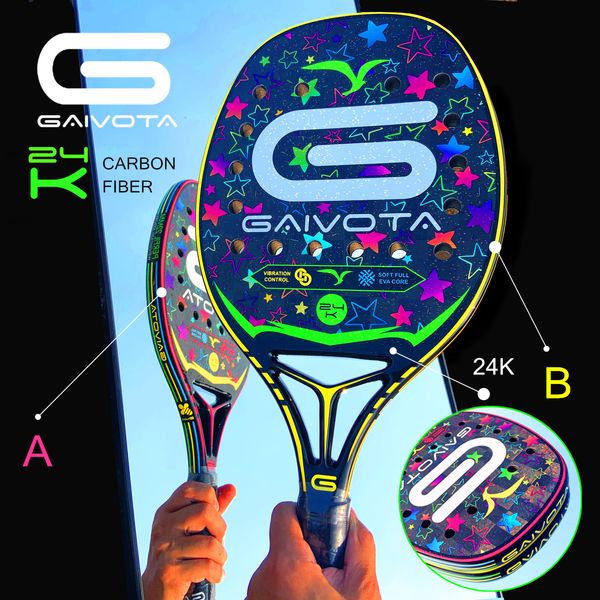 Tennisschläger Gaivota 24k Carbon Fibre Beach Limited Edition Professional Grade mit 3D -Farbstempel Holographic Technology 230307