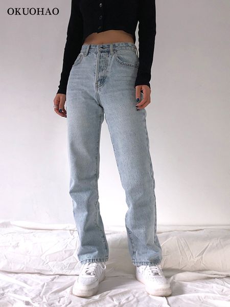 Jeans da donna Jeans larghi a vita alta Pantaloni casual a gamba dritta da donna Pantaloni larghi mamma Jean Moda Comodi lavati Boyfriend Gamba larga Pantaloni semplici 230308