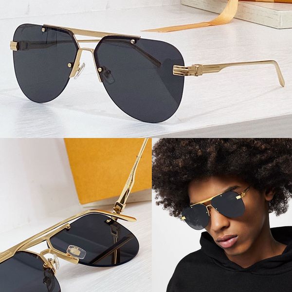 Schlanke, flache Gläser. Die ikonische quadratische, rahmenlose Metallscharnierbrille Z1261 von Brand Designer Sonnenbrillenhaus für Herren und Damen, luxuriöses Sonnenbrillenglas, UV400-Linse, eingraviertes Logomuster