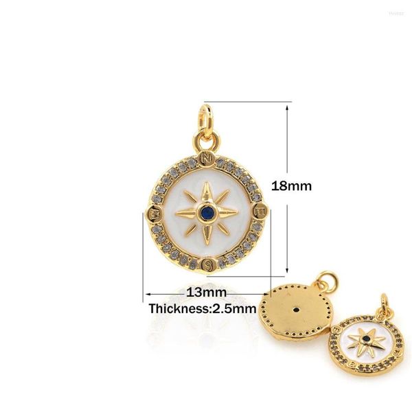 Charms aus echtem Gold gefüllte Emaille-runde Halskette, Schmuck, Damen-Kompass-Anhänger, Geschenk, exquisite DIY-Produktion