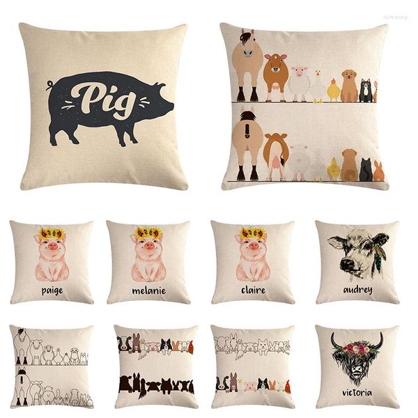 Travesseiro animal animal de animal porco tampa de vaca linho sofá sofá carro assento da família casa decorativa case house de coussin zy901