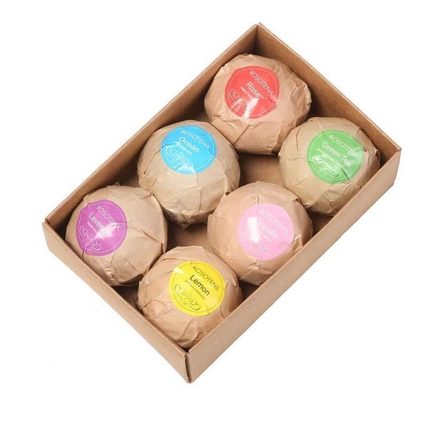 Bath sais Bubble Bombs Gift Set 60g Rose Cornflower Lavender Oregon Óleo Lush Fizzies Bolas marinhas perfumadas Madeir