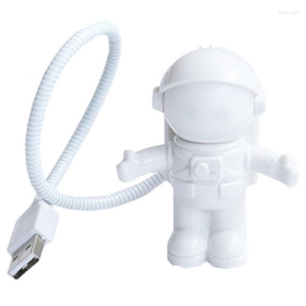 Lampade da tavolo Luce notturna a LED USB Forma di astronauta Illuminazione portatile Tastiera per computer pieghevole regolabile Libro creativo