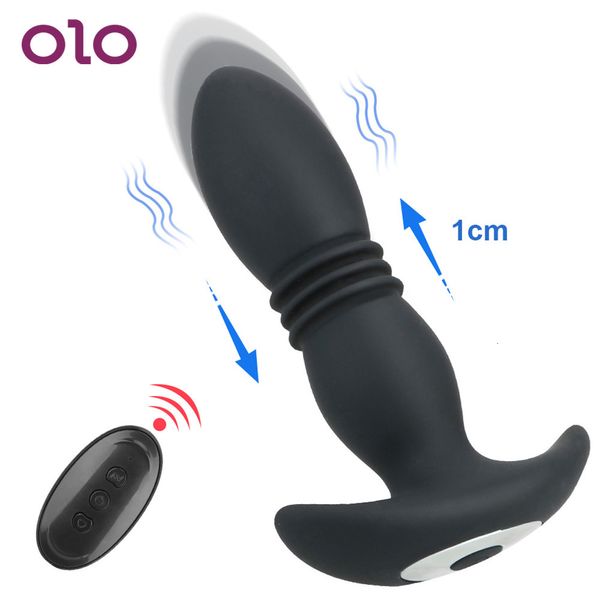 Anal Toys Olo Dildo Butt Plug Plug Vibrador Telescópico Vibratório Controle remoto sem fio Prostate Massager Sexo para homens 230307