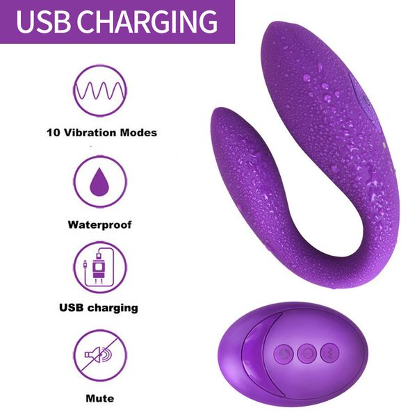 Vibratori Vibratore senza fili Giocattoli per adulti per coppie Dildo ricaricabile USB G Spot U Stimolatore in silicone Doppio giocattolo del sesso Donna 230307