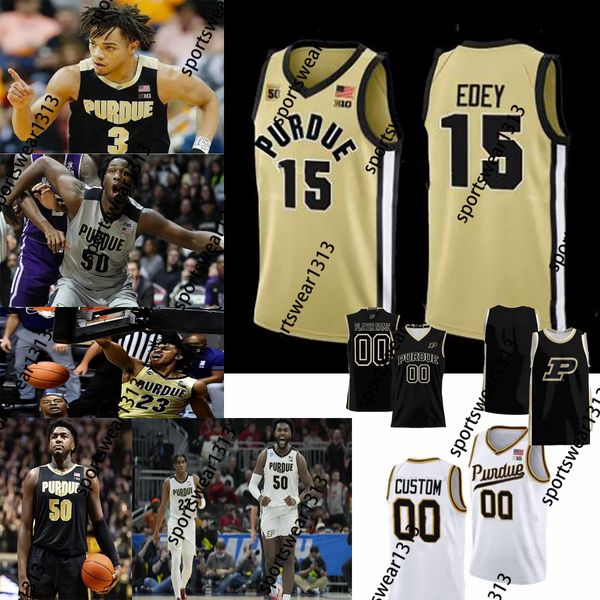 Benutzerdefinierte Ncaa Purdue Boilermakers Basketball-Trikots 0 Mason Gillis 4 Trey Kaufman-renn 5 Brandon Newman Schwarz-Weiß-Gold-Grau-Trikot für