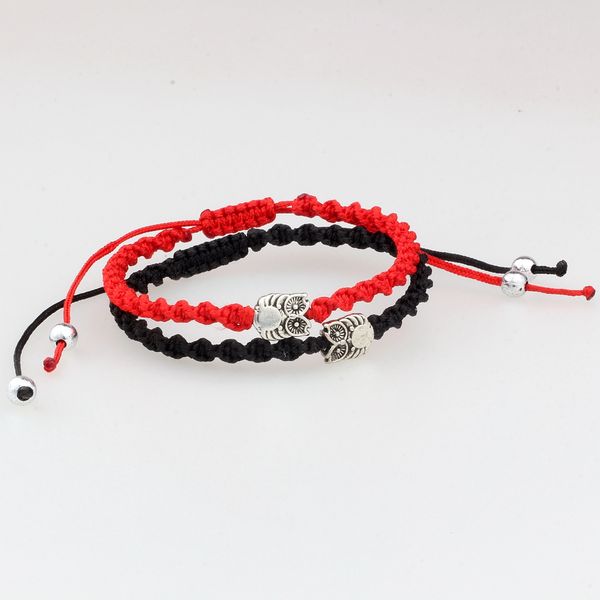 12 Pz Nuovo Gufo Braccialetto Intrecciato Fortunato Filo di Colore Rosso Coppia Catena Fatti A Mano Braccialetti di Preghiera Pulsera Gioielli Regalo Per Amico