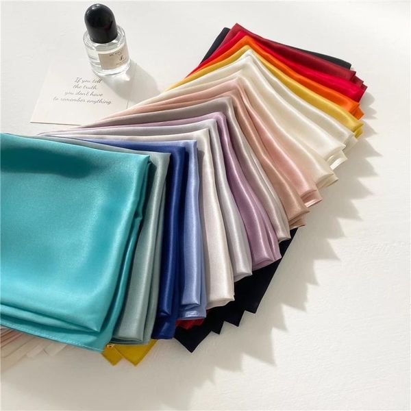 Schals Reine Seide Schal Frauen Frühling Sommer Square Neck Foulard Weibliche Bandana Hiagh Qualität Solide BufandaScarves