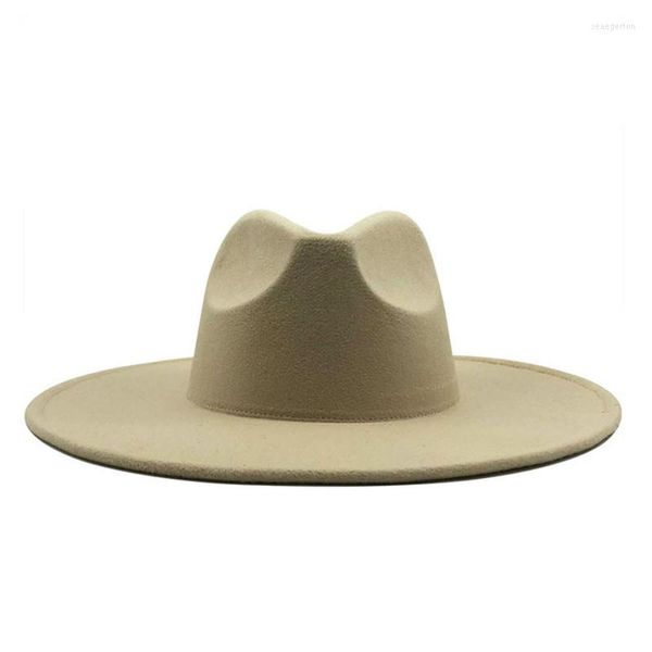 Boinas de 9,5cm de largura Big Big Fedora Hat Spring Inverno Lã Felta Lazer Panamá Jazz 18 Cores