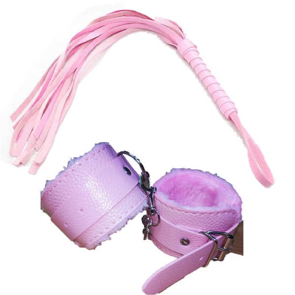NXY Adult Toys PU 2Pcs/set Leather Erotic Handcuffs Ankle Cuff Restraints With Whip BDSM Bondage Slave Sex For_voghion.com