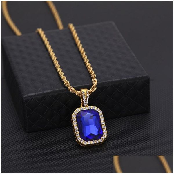 Colares pendentes Mini Mini Ruby Colar Gold Cuban Link Chain Moda Jóias Hip Hop For Men Drop Drop Drop Pingents Dhgarden Dhbua