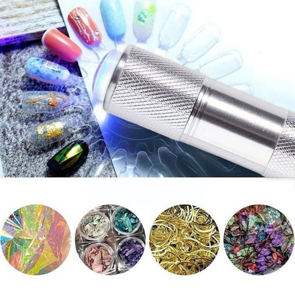 Kits de arte unhas de mão handheld uv pressione luz portátil rapidamente seco de cura de cura de gelo com gravação 12 gel LED FLORES Lâmpada verniz B7A8