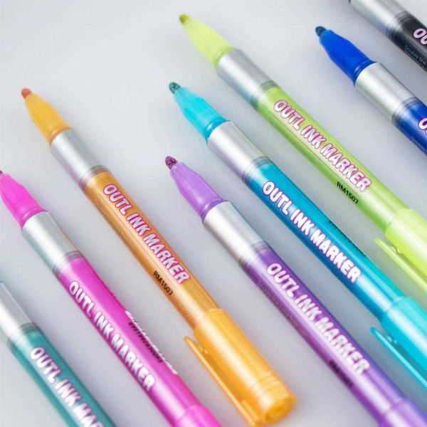 Highlighters 8 PCS Портативные наброски ручки каллиграфия маркер ручки гладкие чернила выходные чернила