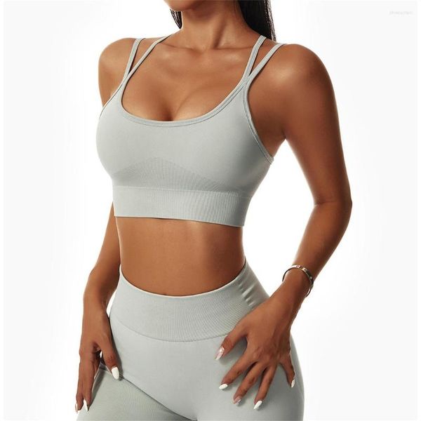 Aktif Setler S - XL Dikişsiz 2 Parçasız Yoga Set Cross Arka Spor Sütyen Yüksek Wasit Pantolon Taytlar Kadın Fitness Gym Egzersiz Spor Gazetme A088CP