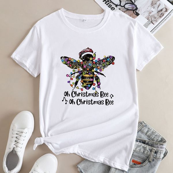 Maglietta da donna Oh Christmas Bee Camicia Estetica Donna Manica corta Merry Xmas Holiday Gift Maglietta Top 230307