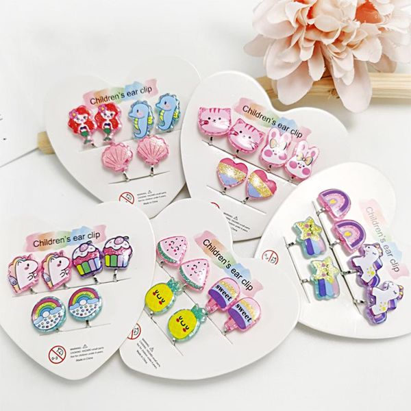 Backs Orecchini Bambini Ragazze Mixed 3PRS Cute Mermaid Clip On For No Piercing Orecchino Accessorio di moda per gioielli