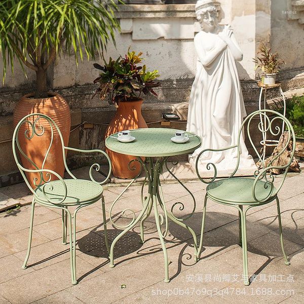 Mobili da campo Patio Ferro da esterno Giardino Balcone Tempo libero Caffetteria Sgabello Sedia da tè Tavolo da scrivania Cucina LQQ30YH