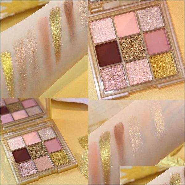 Göz Farı Marka Maquillage Güzellik Göz Farı Makyaj Platette 9 Rolor/PCS Glitter Drop Teslimat Sağlık Gözleri Dhdhz