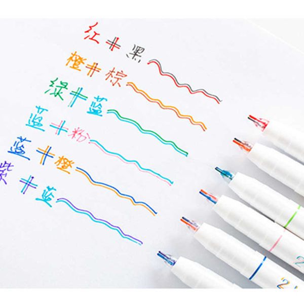 Lighters New Creative 6 PCSSET Double Line Clorad Ink Pigment Liner Marker Art Penne Penne Stationery School Office Supplies J230302