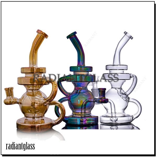 Wasserpfeifen-Recycler-Bong-Kreis-Perkolator, elektrische Beschichtung, tragbare Bohrinsel, Dab-Rigs, dickes Glas, 14 mm Gelenk, Rauchen von Wasserpfeifen