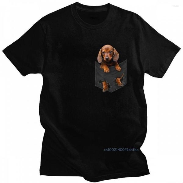 Erkekler Tişörtüm Komik Dachshund Cebimde Gömlek Erkekler Kısa Kollu Tişört Moda Kawaii Baskı Pet Köpek Tees Casual Tasarımcı Üstleri Pamuk