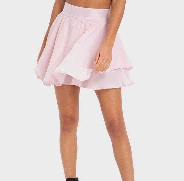 Saia de tênis LU-330 Shorts de ioga de duas peças respiráveis de secagem rápida com bolso lateral interno leggings de ginástica antileves Roupa íntima feminina
