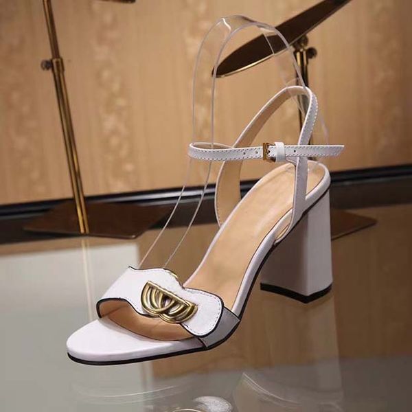 Дизайнерские женские сандалии на каблуках новая модная кожаная высота офиса 8,5 см. Сексуальная вечеринка туфли круглый размер головы 35-41