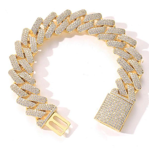 Catena 20Mm Diamante Miami Prong Bracciali a maglie cubane 14K Oro bianco Iced Out Icy Cubic Zirconia Gioielli 7Inch 8Inch 9Inch Drop Dhgarden Dholi