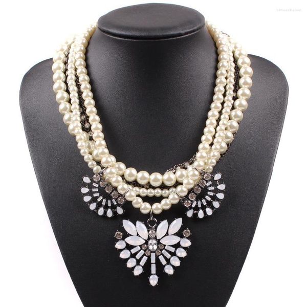 Anhänger Halsketten Mode Marke Bib Blume Halskette Chunky Kette Aussage Perle Harz Für Frauen Schmuck Großhandel