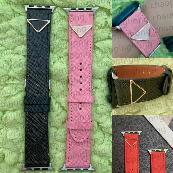 Apple Watch Band 42mm 38mm 40mm 41mm 44mm 49mm Iwatch 6 5 4 3 2 Bantlar Lüks PU Deri Kayışlar Bilezik Moda Mektup Baskılı Akıllı Kayışlar