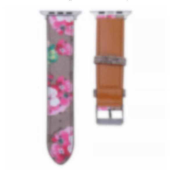 Кожаный ремешок для роскошного письма для Apple Watch Band Series 6 5 4 3 2 40 мм 44 мм 38 мм 42 -мм дизайнер браслетов Watchbands L636GA