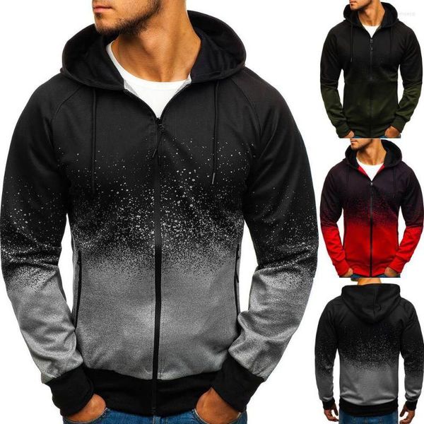 Herren-Kapuzenpullover, Kapuzenpullover, 3D-Digitaldruck, langärmelig, Farbverlauf, Reißverschluss, Jacke, Strickjacke, Oberteil, Mantel