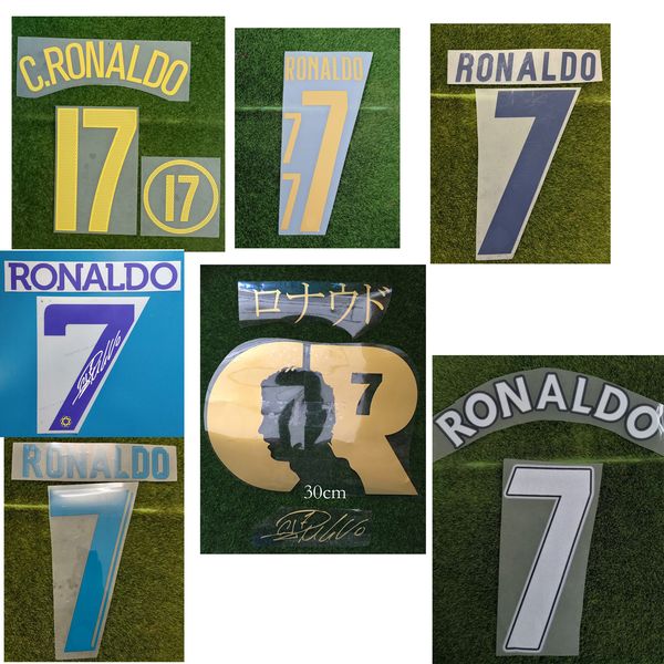 Superstar retrò da collezione Cristiano # 7 Set di nomi Nome Numero Personalizza la stampa Distintivo termoadesivo per trasferimento Distintivo termoadesivo da calcio