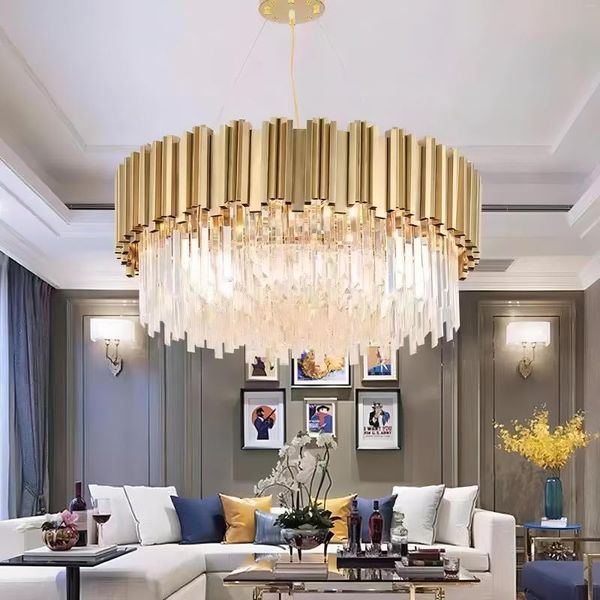 Подвесные светильники современный блеск золотой металл E14 Living Room C9 Crystals Chain Lamp Lamp