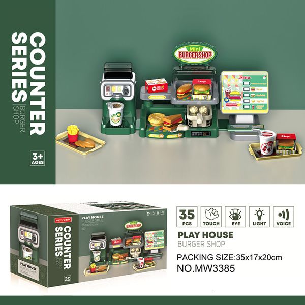 Cucine Gioca Cibo Bambini Hamburger Shop Set Macchine per succhi di frutta Set di giocattoli giocattolo Fai finta di fare la spesa Registratore di cassa Per bambini 230307