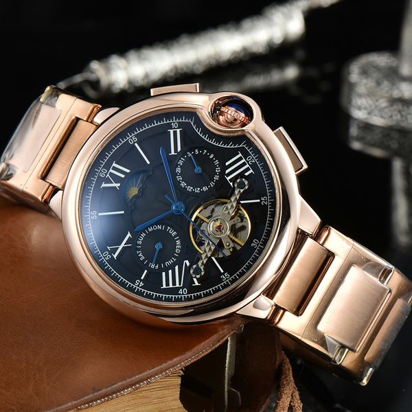 Orologi da polso di marca completa da uomo stile meccanico automatico di lusso con logo in acciaio orologio in metallo CA 80