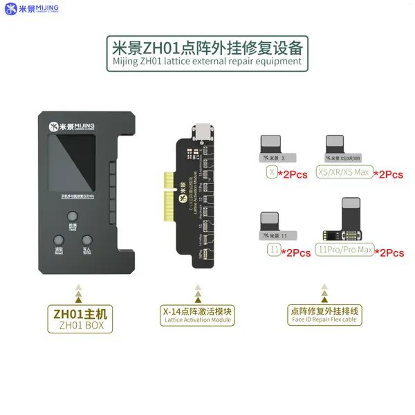 Set di utensili manuali professionali MIJING ZH01 Batteria per la riparazione del viso del proiettore a matrice di punti per IPhoneX / XR / XS / 11/12/13/14 Pro Max Mini Restauro